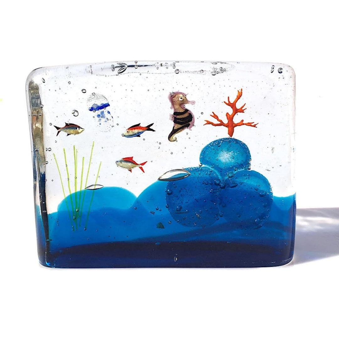 Mobile funzionale Acquario Vetro Murano Arredamento Casa, Scultura Marina Vetro nero