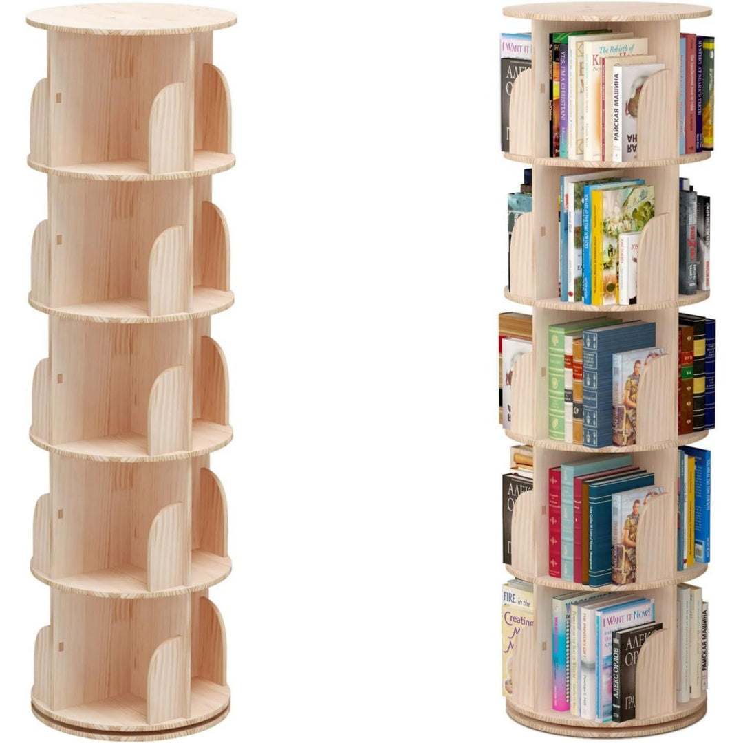 Mobile libreria girevole con ripiani naturale