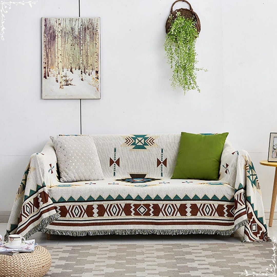 Divano confortevole KnSam Home Copridivano stile bohemien, verde