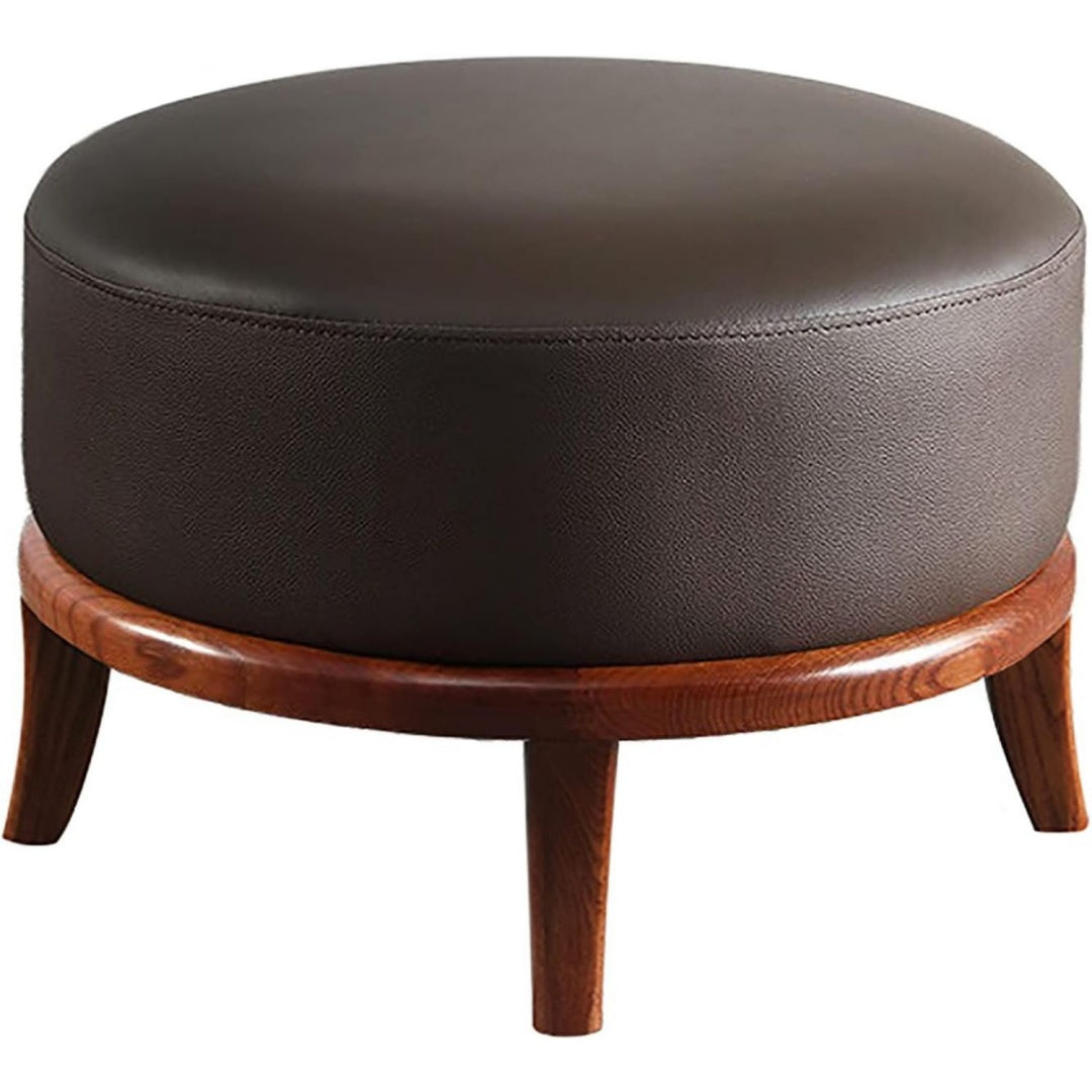Pouf multifunzione con poggiapiedi in legno massello marrone