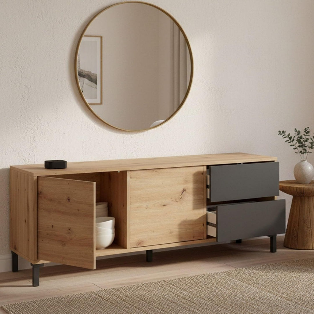 Console porta TV con cassetti struttura in metallo antracite