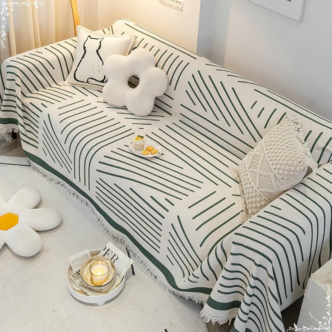 Divano da soggiorno KnSam Copridivano Home Linee Geometriche beige