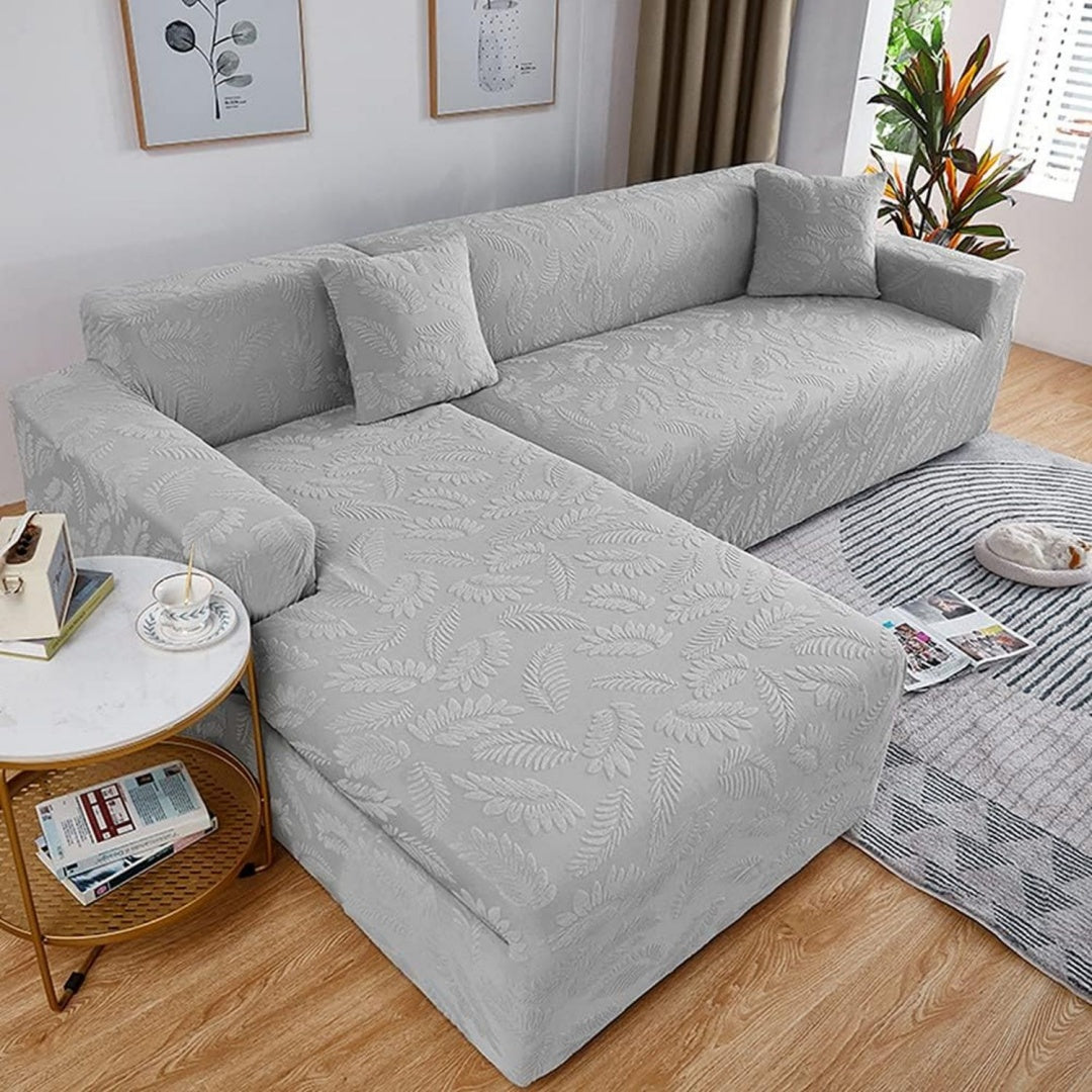 Divano confortevole copridivano angolare Elasticizzato Jacquard penisola nero