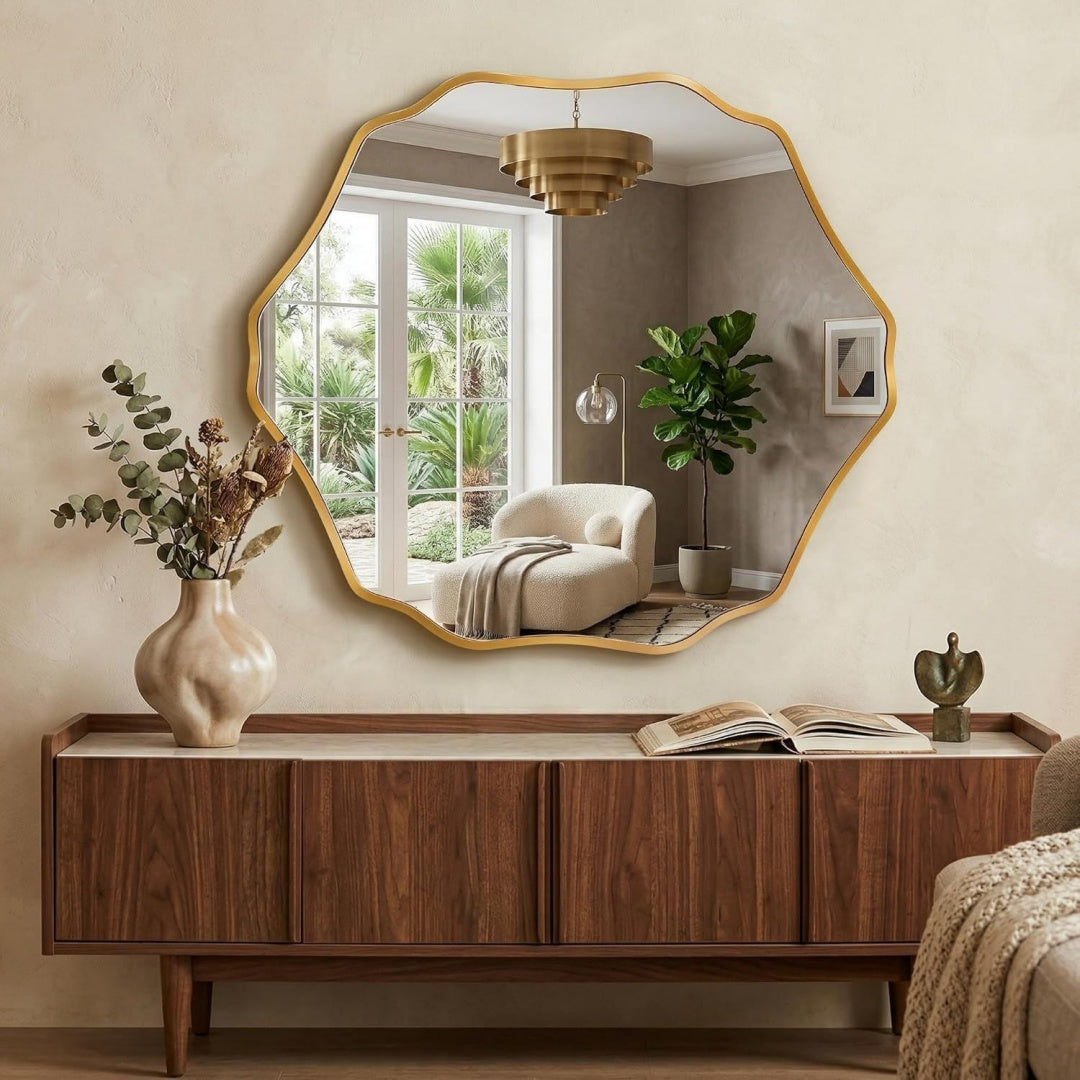 Arredo per soggiorno naturale con vetro